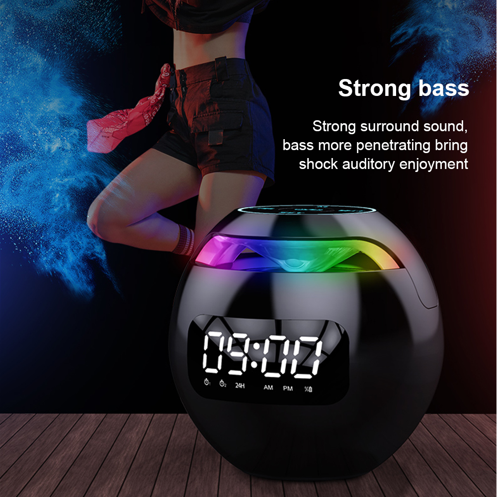 Colorful LED MP3 Speaker Clock Alarm Digital TF Card Music Play Sub  Speaker