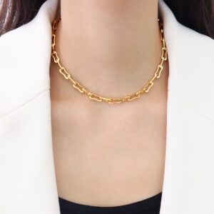 Waterproof Personality Stainless Steel 18k Gold Hip Hop Thick Chain Bracelet