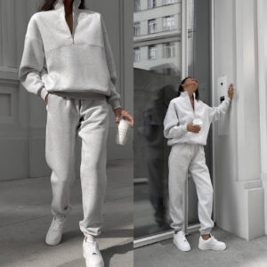 Winter Cotton Sweatpants And Hoodie Jogger Custom Plain Women Sweatsuit