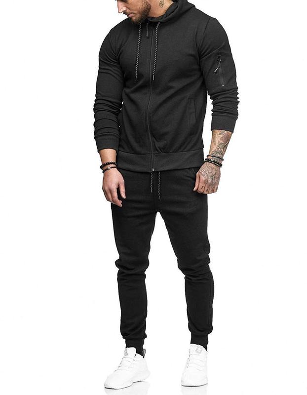 Sweatsuit Plain Slim Fit sweatpants and hoodie set men sportswear tracksuit