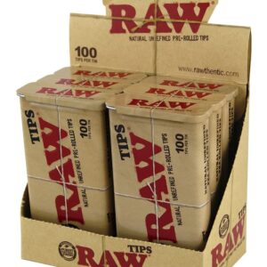 RAW Natural Unrefined 100 Tip Pre-Rolled Tin – (6)