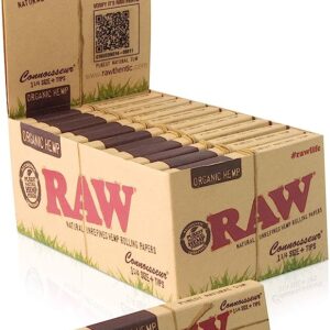 RAW Organic Connoisseur 1 1/4 Rolling Paper + Tips Included  24 Packs of 32