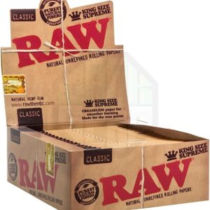 Raw Classic King Size Supreme Rolling Papers Full Box of 24 Packs