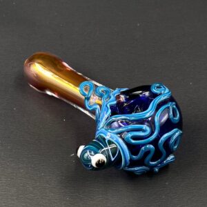 Snail Head Blue Shiny Glass Hand Pipe