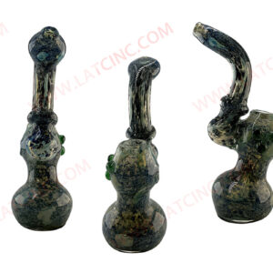 BB29 – 7” BUBBLER WITH A GLASS RING IN MIDDLE 3 MARBLES AND COLOR BALLS INSIDE