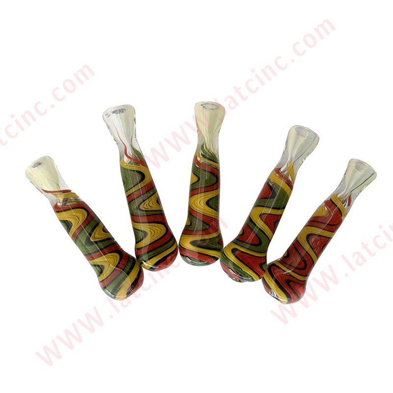 CH16 – CHILLUM WITH MULTICOLOR  ZIGZAG LINES