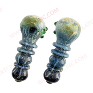 HP245 – 4” HAND PIPE WITH 3 MARBLES, 3 GLASS RINGS AND DESIGN