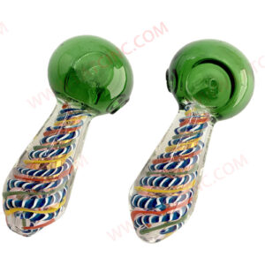 HP249 – 4” HAND PIPE WITH COLOR HEAD AND COLORFUL TWISTED LINE INSIDE