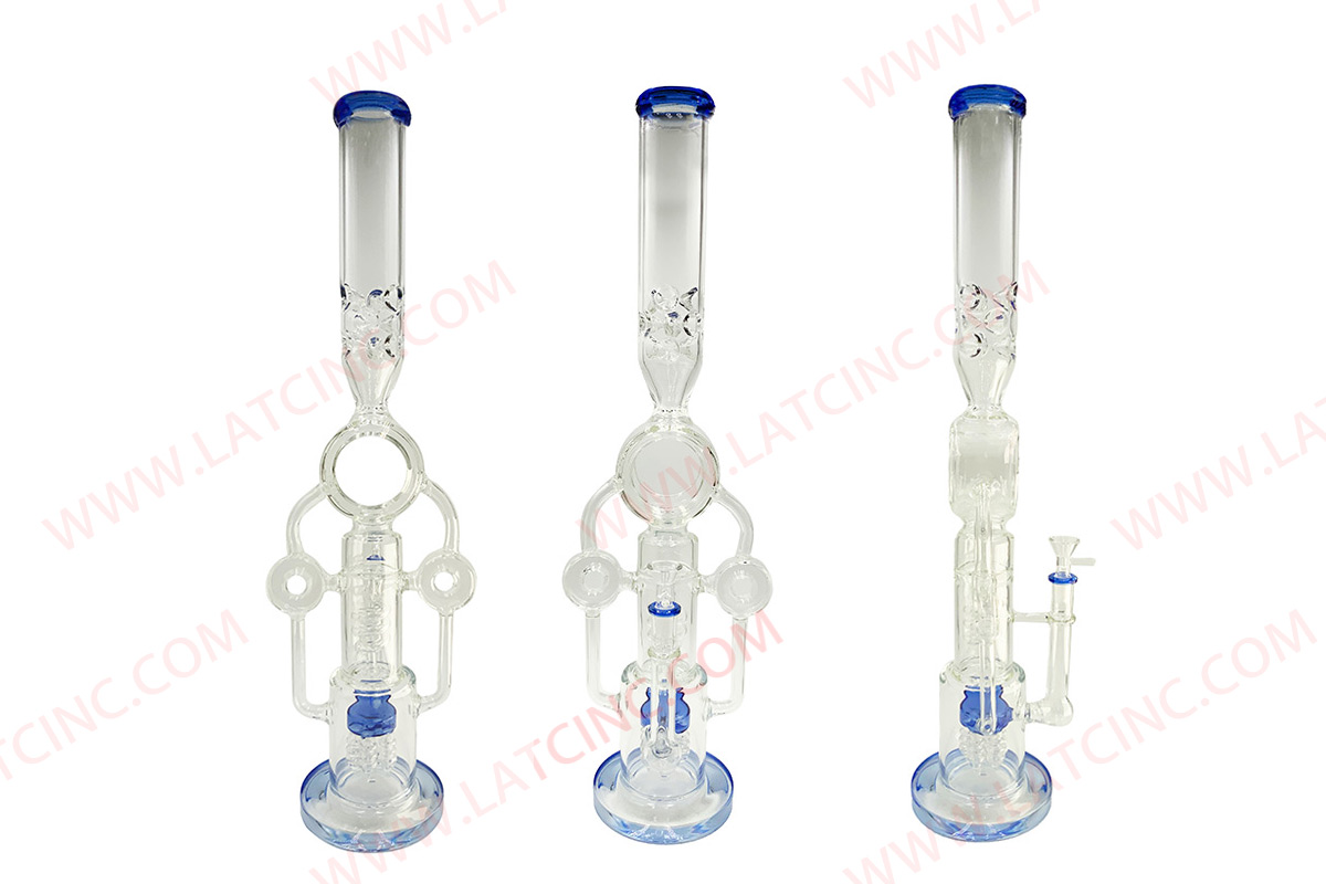 WP1004 – STR WATER PIPE WITH ICE CATCHER, 1 GLASS HOLE IN MIDDLE