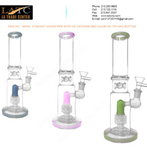 WP29 – STRAIGHT WATER PIPE WITH ICE CATCHER AND COLOR ON TOP AND BOTTOM