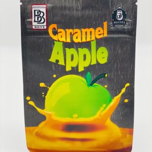 50 Pack Back Boyz Caramel Apple 3.5-gram empty Mylar bags.