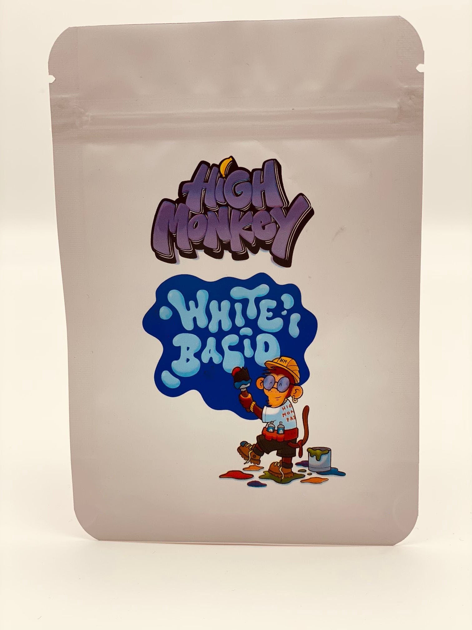 50 High Monkey White 3.5-gram empty Mylar bags