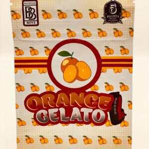 50 Pack Back Boyz Orange Gelato 3.5-gram empty Mylar bags.