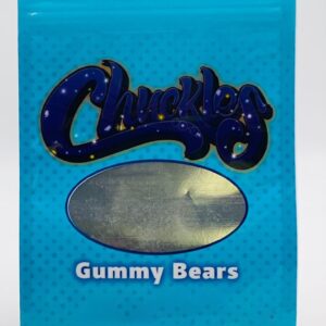 50 Chuckles Gummy Bears 3.5-gram empty Mylar bags.