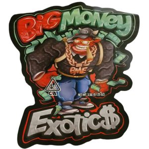 50 Big Money Exotic 3.5-gram empty Cut Mylar bags.