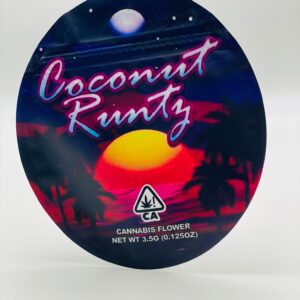 50 Coconut Runtz 3.5-gram empty Mylar bags.