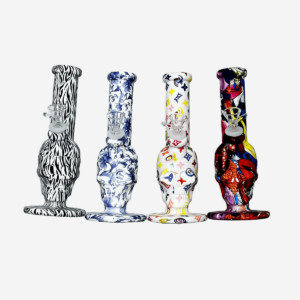 8 INCH SKULL STRAIGHT SILICONE WATER PIPE