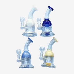 7″  GLASS WATER PIPE WITH CLEAR BOWL COMES MULTI COLOR