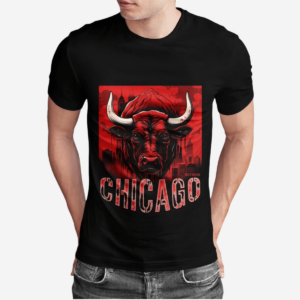 Chicago Half Sleeve Black T-shirt Printed